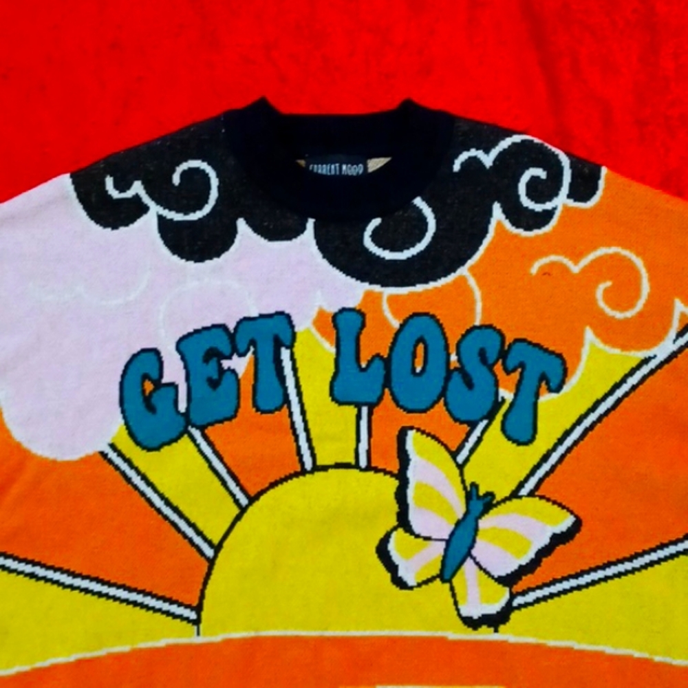 DOLLSKILL CURRENT MOOD XXL "GET LOST" SWEATER YELLOW BROWN LONG-SLEEVED 💛